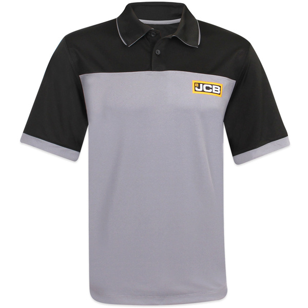 JCB Workwear Trade Moisture Wicking Polyester Polo Shirt Short Sleeve Black Grey
